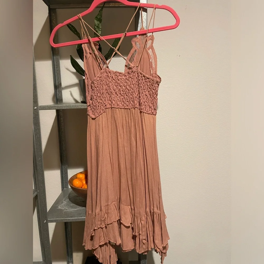 Free People Adela slip mini dress crochet lace light pink - Picture 4 of 5